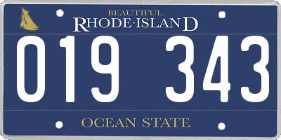 RI license plate 019343