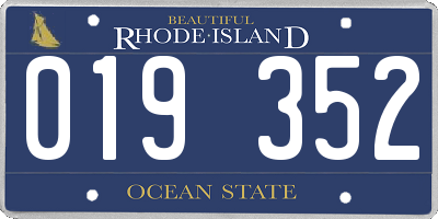 RI license plate 019352