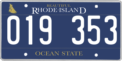 RI license plate 019353