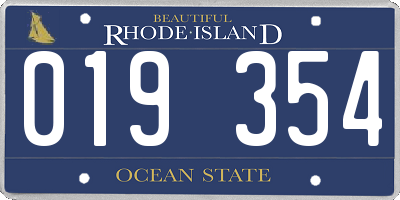 RI license plate 019354