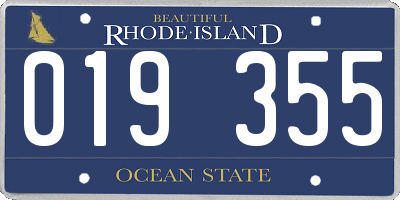 RI license plate 019355