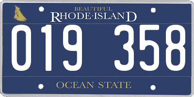 RI license plate 019358