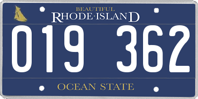 RI license plate 019362