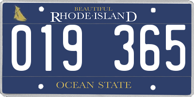 RI license plate 019365