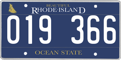 RI license plate 019366