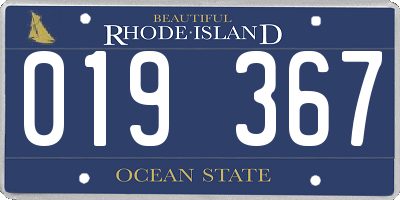 RI license plate 019367