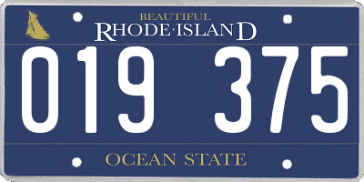 RI license plate 019375