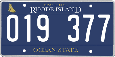 RI license plate 019377