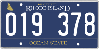 RI license plate 019378