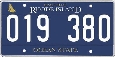 RI license plate 019380