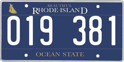 RI license plate 019381