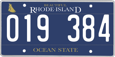 RI license plate 019384