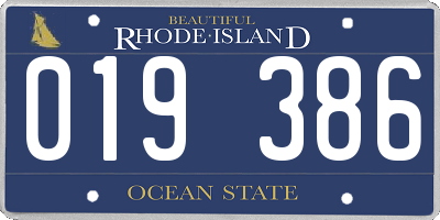 RI license plate 019386