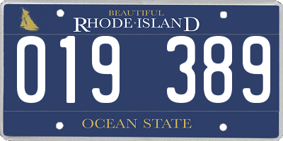 RI license plate 019389