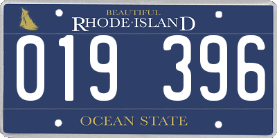 RI license plate 019396