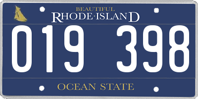 RI license plate 019398