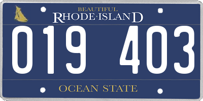 RI license plate 019403