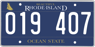 RI license plate 019407