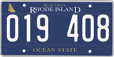 RI license plate 019408