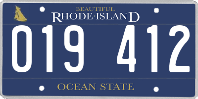 RI license plate 019412