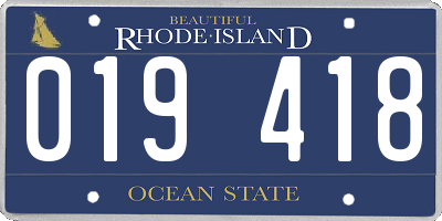 RI license plate 019418