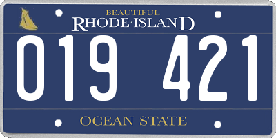 RI license plate 019421