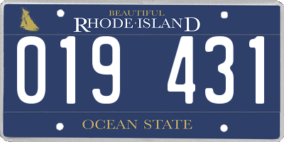 RI license plate 019431