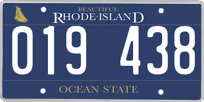 RI license plate 019438