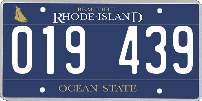 RI license plate 019439