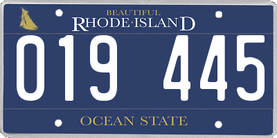 RI license plate 019445