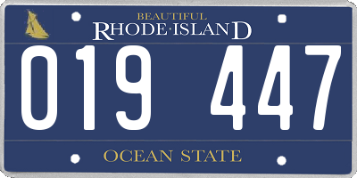 RI license plate 019447