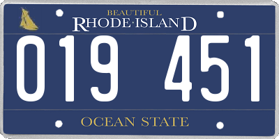 RI license plate 019451