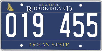 RI license plate 019455