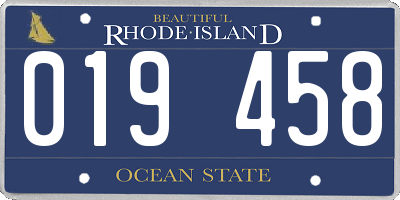 RI license plate 019458