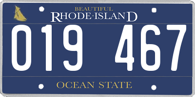 RI license plate 019467