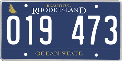 RI license plate 019473