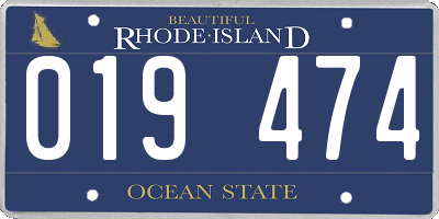 RI license plate 019474