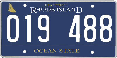 RI license plate 019488