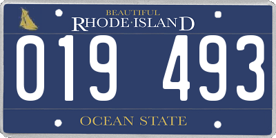RI license plate 019493