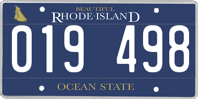RI license plate 019498