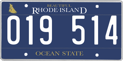 RI license plate 019514