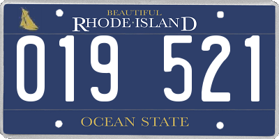 RI license plate 019521