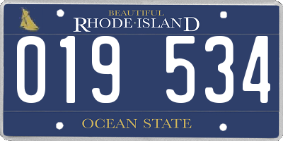 RI license plate 019534