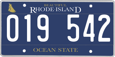 RI license plate 019542