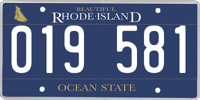 RI license plate 019581