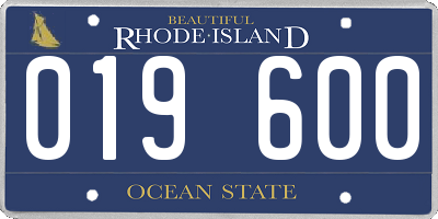 RI license plate 019600