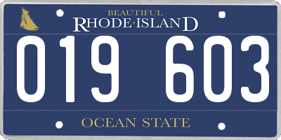 RI license plate 019603