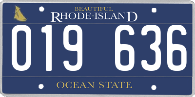 RI license plate 019636