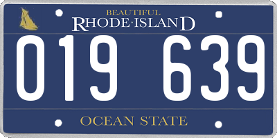 RI license plate 019639