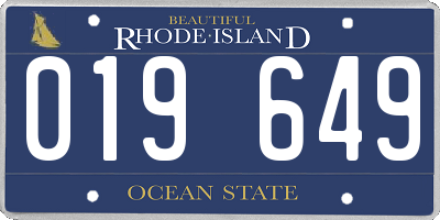RI license plate 019649